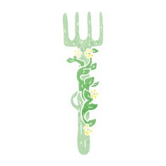 cartoon ornate wooden fork N10