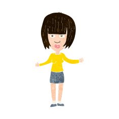 cartoon woman shrugging shoulders N473