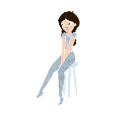 cartoon pretty girl on stool N9