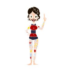 cartoon woman covered in tattoos N10