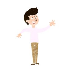 Cartoon Man Waving N36