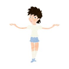 cartoon woman shrugging shoulders N474