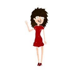 cartoon happy woman waving N10