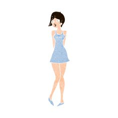 cartoon pretty woman in dress N49