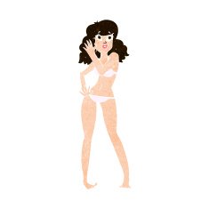 cartoon pretty woman in bikini N10