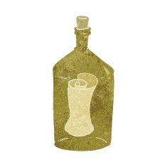 cartoon letter in bottle N10