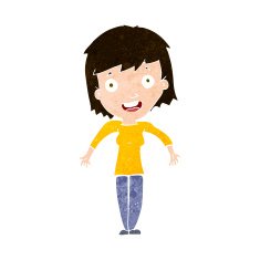 cartoon woman shrugging shoulders N475