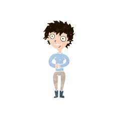 cartoon crazy excited woman N19