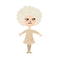 cartoon bitter old woman N19