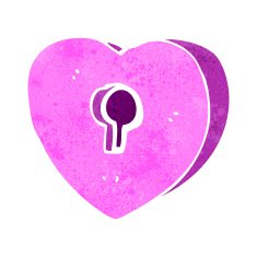cartoon heart with keyhole N25