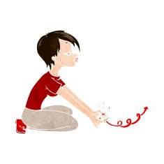 Cartoon Girl Playing Computer Games N12