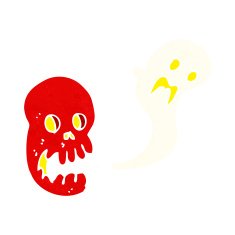 cartoon spooky skull N166