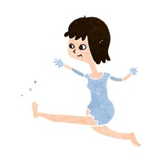 cartoon happy woman kicking N10
