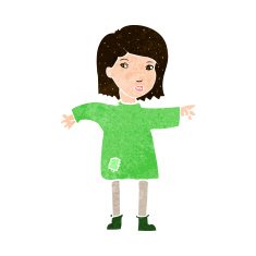 cartoon woman in patched clothing N11