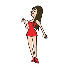 cartoon woman in pink dress N11