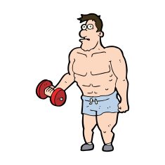 Cartoon Man Lifting Weights N21