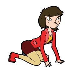 cartoon woman on hands and knees N10