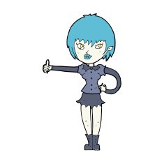 cartoon vampire girl giving thumbs up sign N20