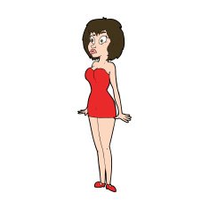 cartoon surprised woman in short dress N11