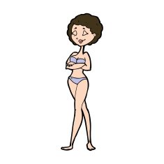 cartoon retro woman in bikini N11