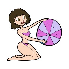 cartoon bikini girl with beach ball N10