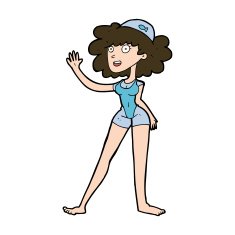 cartoon swimmer woman N10