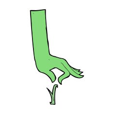 cartoon green hand picking blade of grass N5