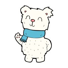 cartoon waving polar bear N48