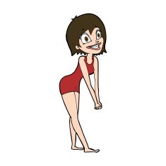 cartoon excited woman N136
