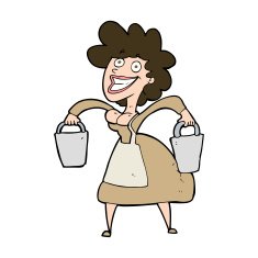 cartoon milkmaid carrying buckets N11