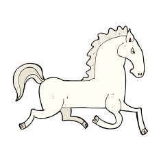 cartoon running white stallion N5