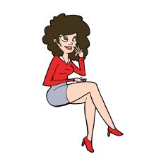 cartoon office woman sitting N10