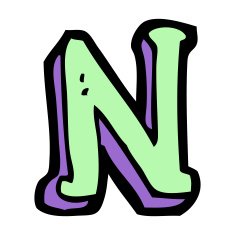Cartoon Letter N N16