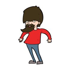 cartoon bearded man shrugging shoulders N8
