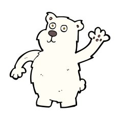 cartoon waving polar bear N49