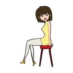 cartoon woman sitting on stool N21