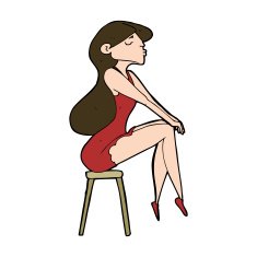 cartoon woman sitting on stool N22