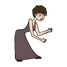 cartoon woman in dress gesturing N11