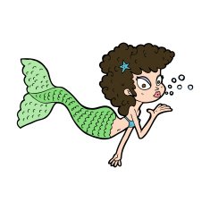 cartoon mermaid blowing kiss N10