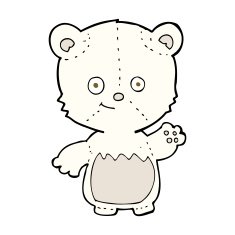 cartoon little polar bear waving N5