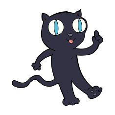 cartoon black cat with idea N4