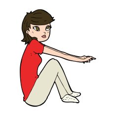 cartoon pretty girl sitting N10