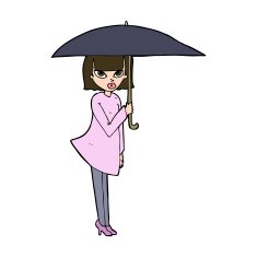 cartoon woman with umbrella N12