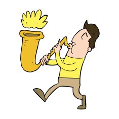 cartoon man blowing saxophone N9