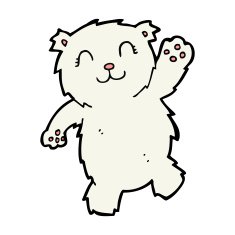 cartoon waving polar bear N51