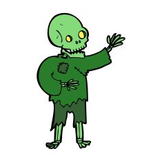 cartoon skeleton waving N10
