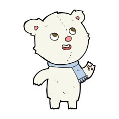 cartoon polar bear wearing scarf N7
