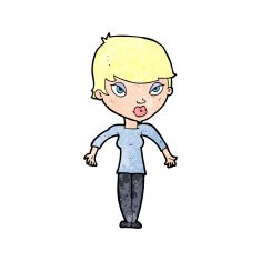 cartoon woman shrugging shoulders N480