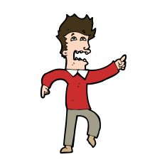 cartoon frightened man pointing N8