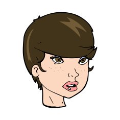 cartoon pretty female face N96